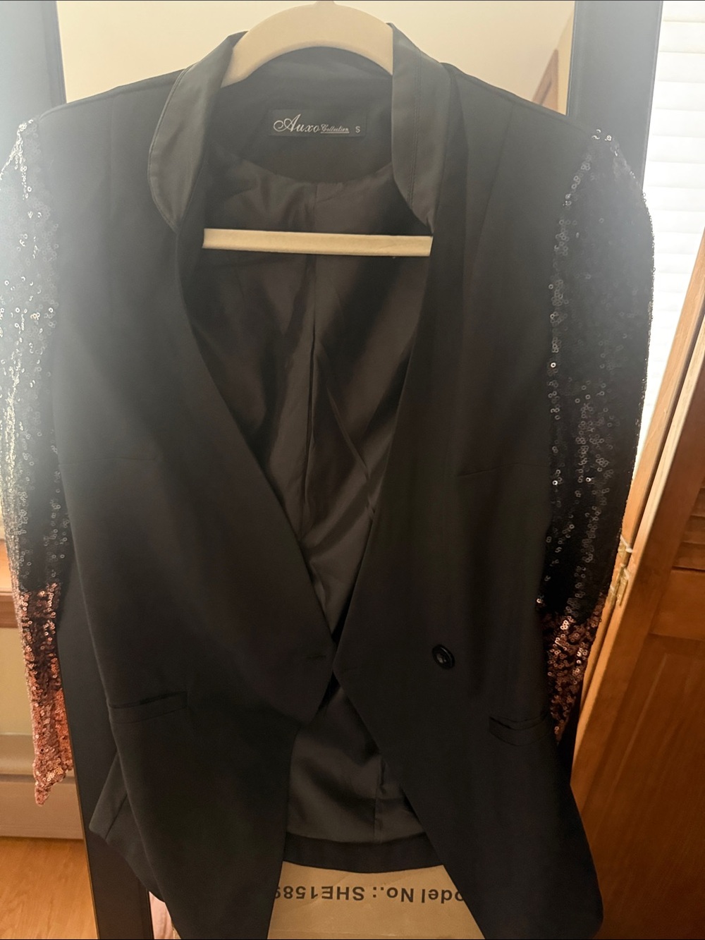 Black Blazer with Sequin Ombre Sleeves
